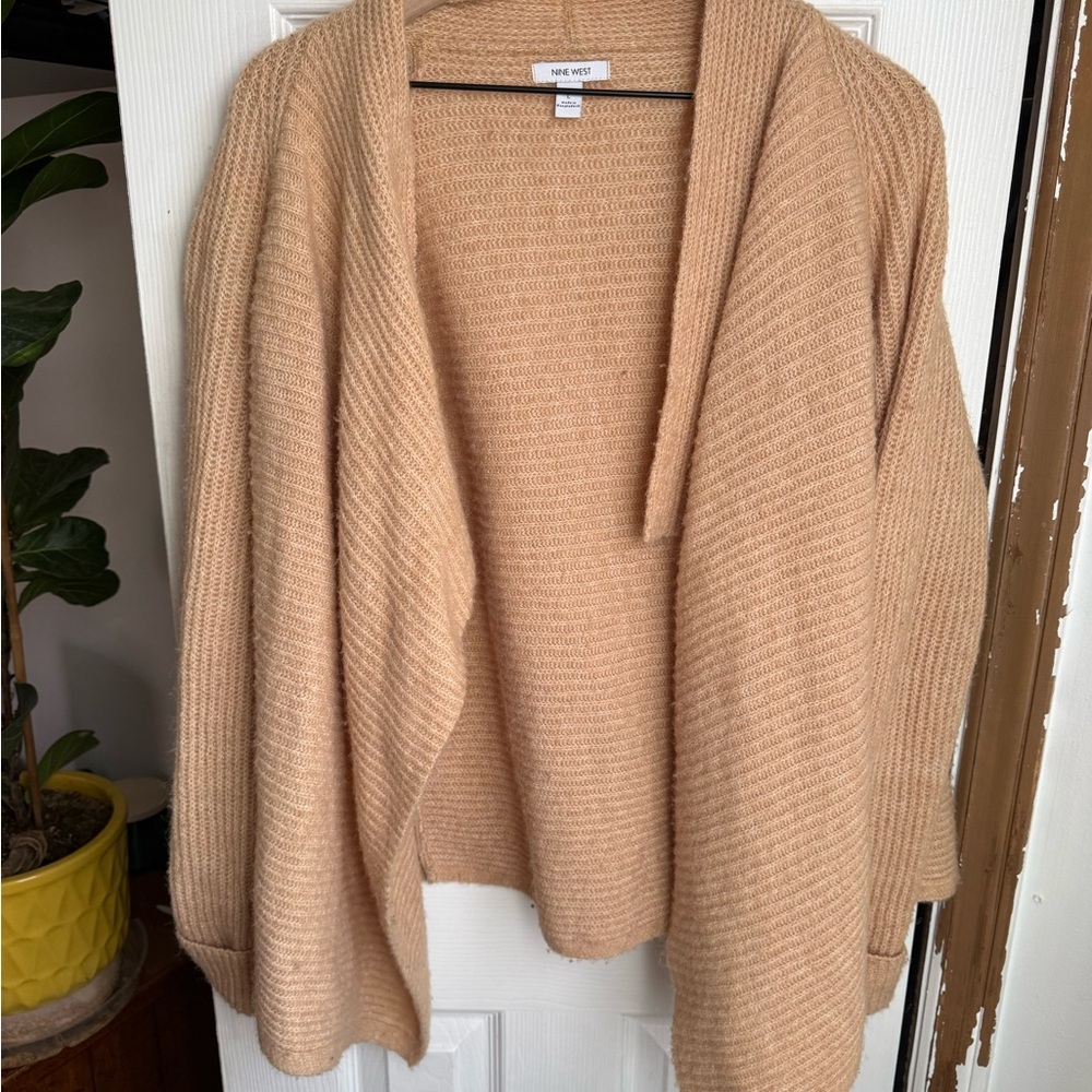 Nine West Camel Open Front Cardigan